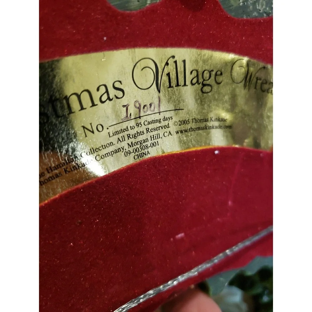 2005 Thomas Kincaide Christmas Village Wreath Hamilton Lighted 16